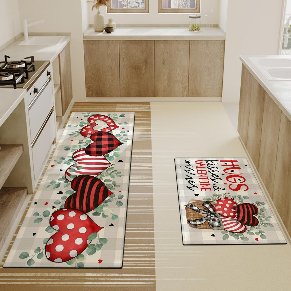 Heart-Themed Kitchen Runner Mat | Kelmera