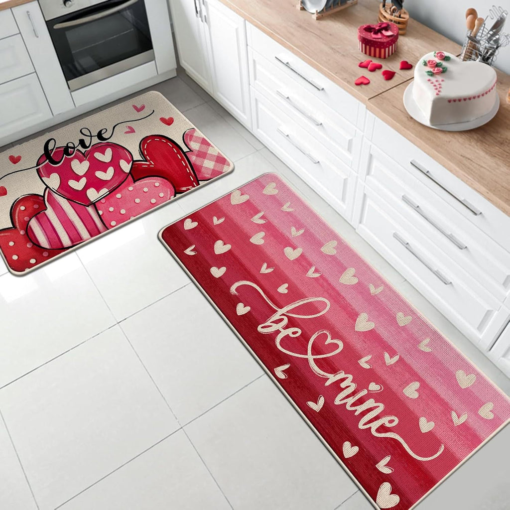Heart-Themed Kitchen Runner Mat | Kelmera