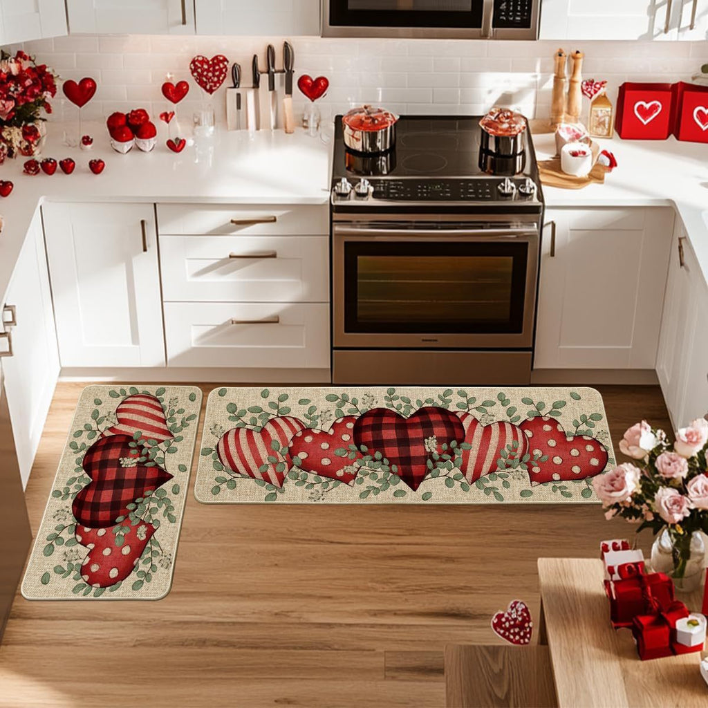 Heart-Themed Kitchen Runner Mat | Kelmera