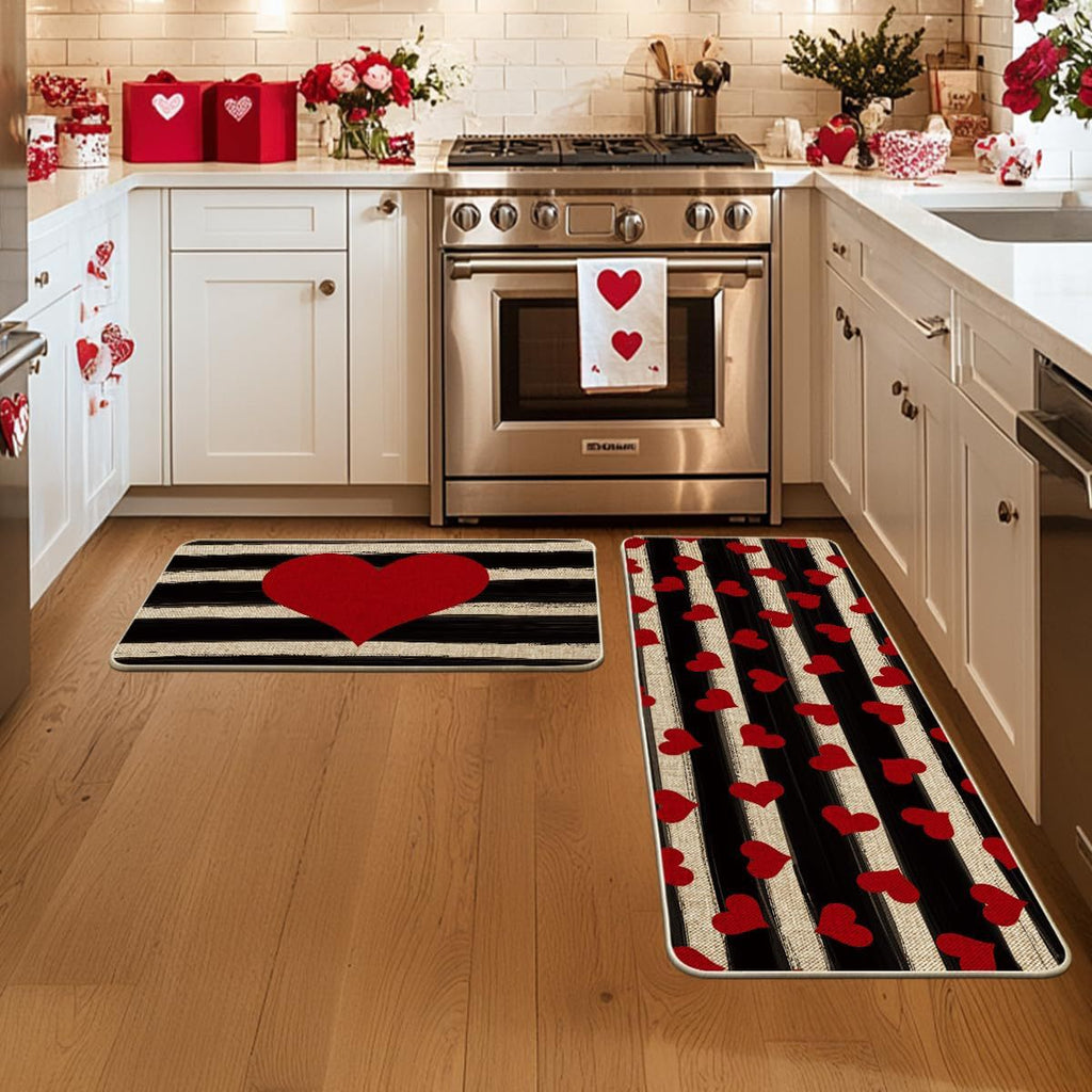 Heart-Themed Kitchen Runner Mat | Kelmera