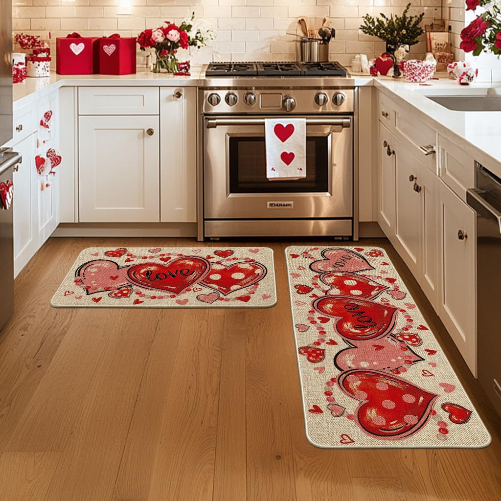 Heart-Themed Kitchen Runner Mat | Kelmera