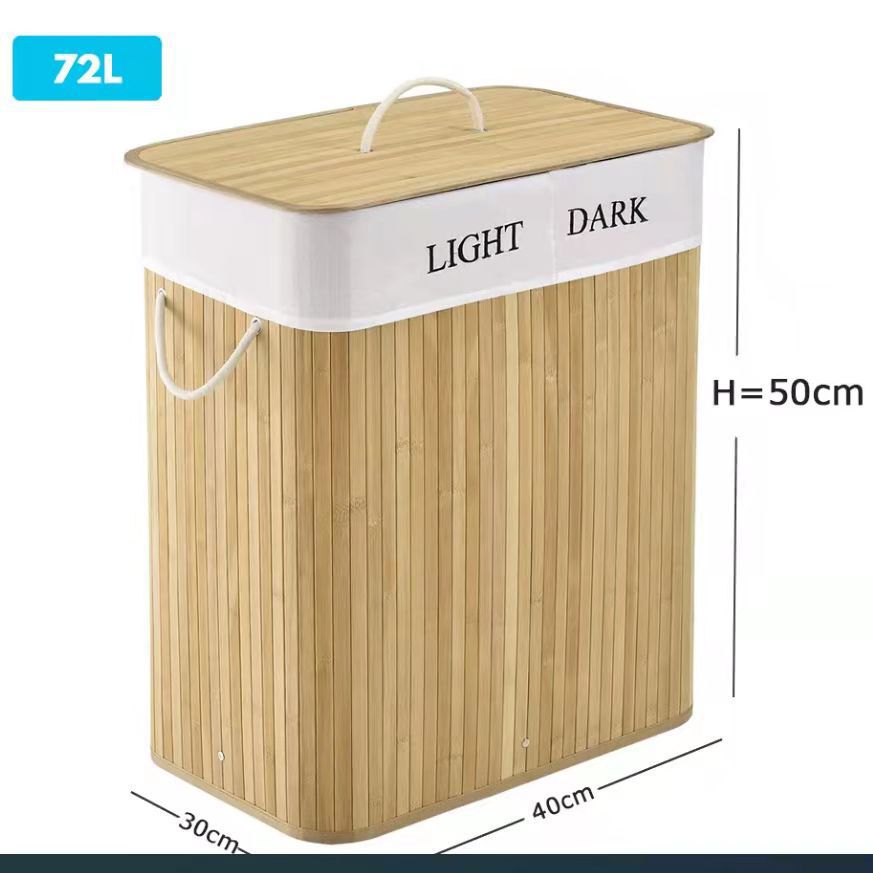 High-Quality Bamboo Laundry Container with Lid | Kelmera