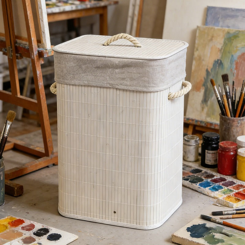 High-Quality Bamboo Laundry Container with Lid | Kelmera