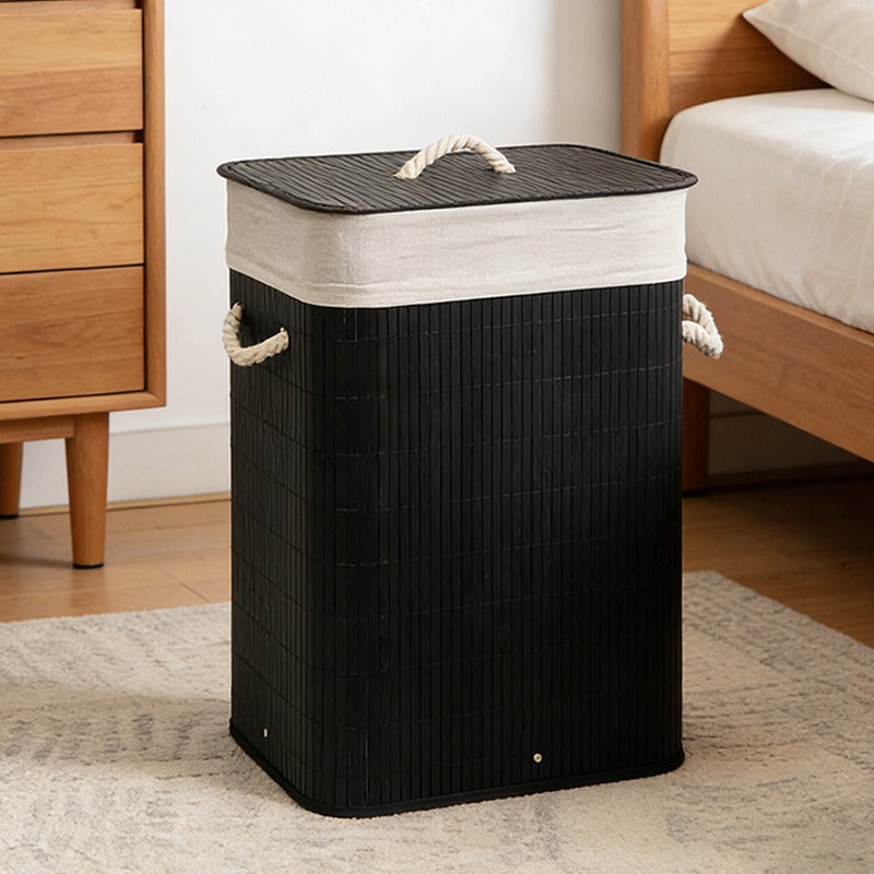 High-Quality Bamboo Laundry Container with Lid | Kelmera