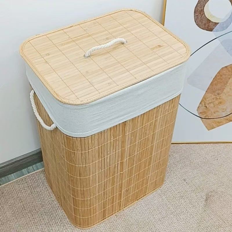 High-Quality Bamboo Laundry Container with Lid | Kelmera
