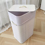 High-Quality Bamboo Laundry Container with Lid | Kelmera
