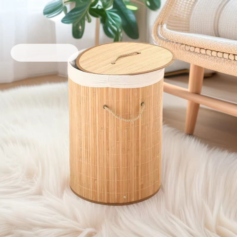 High-Quality Bamboo Laundry Container with Lid | Kelmera