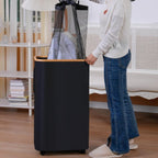 High-Quality Laundry Container with Bamboo Lid and Practical Carrying Handle | Kelmera