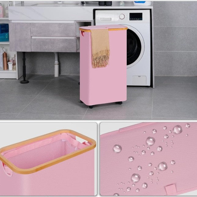 High-Quality Laundry Container with Bamboo Lid and Practical Carrying Handle | Kelmera
