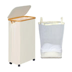 High-Quality Laundry Container with Bamboo Lid and Practical Carrying Handle | Kelmera