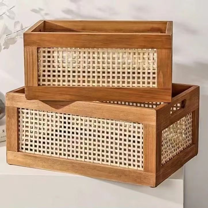High-Quality Storage Basket with Rattan Details | Kelmera