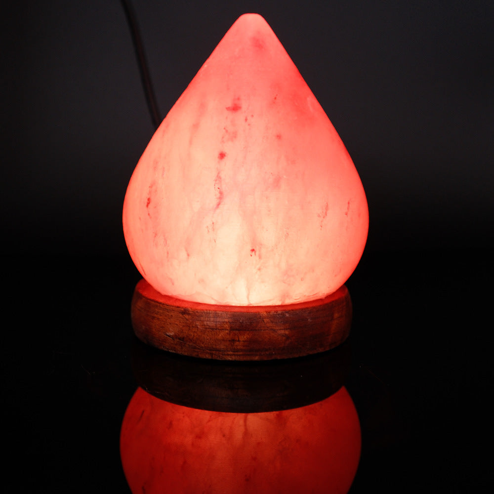 Himalayan Salt Crystal Sphere Lamp with Color Changing LED and Natural Wood Base | Kelmera