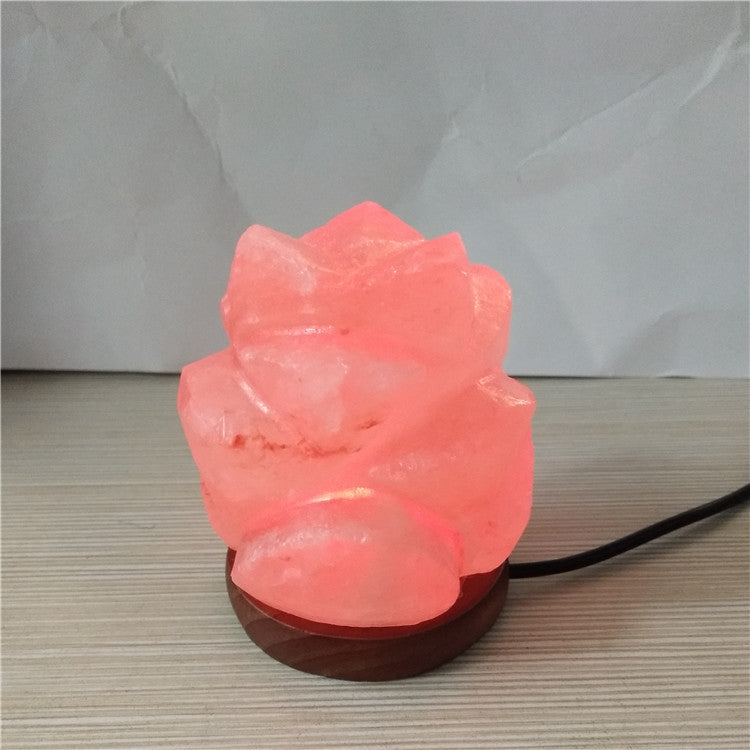 Himalayan Salt Crystal Sphere Lamp with Color Changing LED and Natural Wood Base | Kelmera