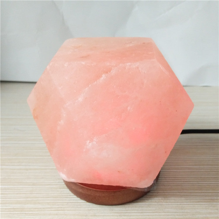Himalayan Salt Crystal Sphere Lamp with Color Changing LED and Natural Wood Base | Kelmera