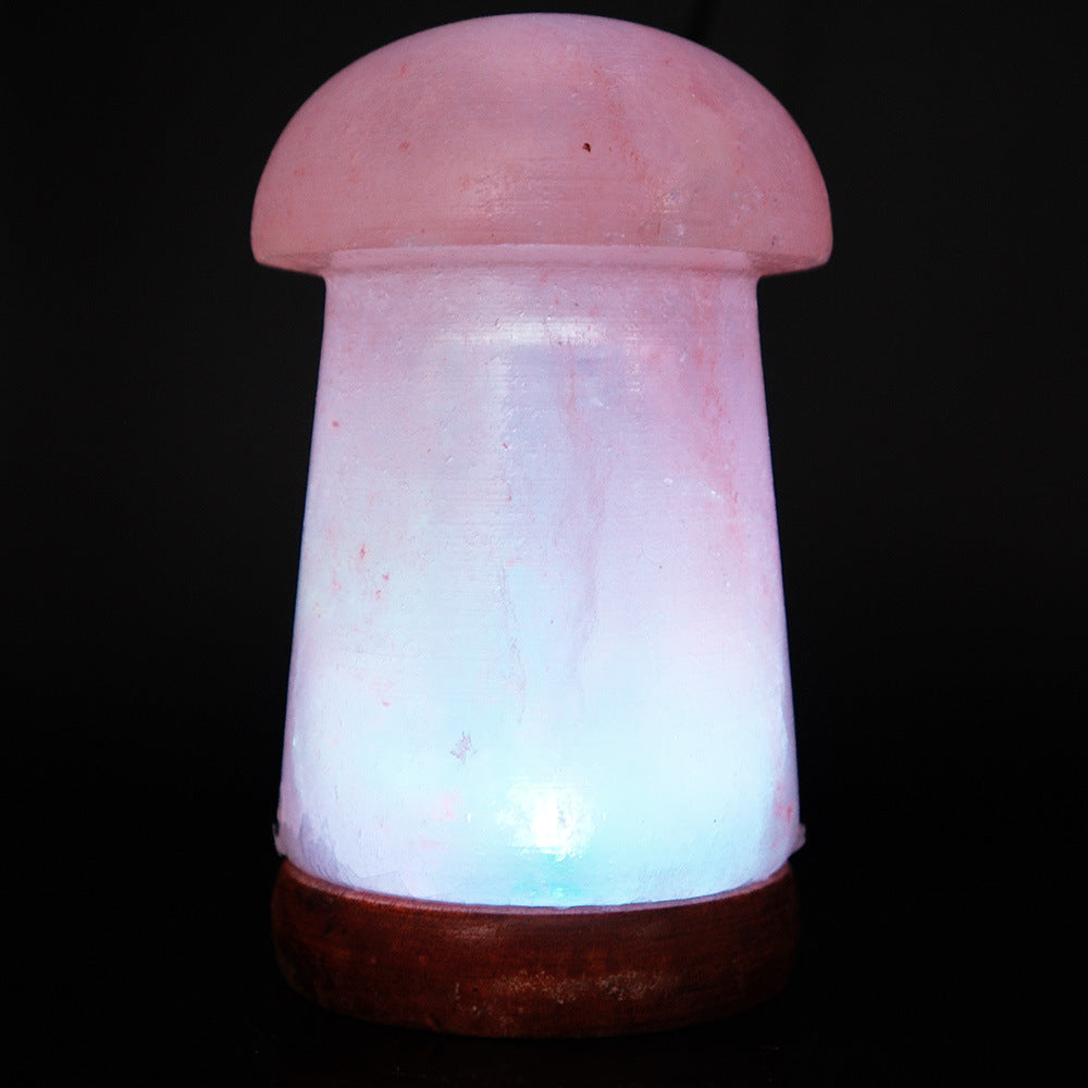Himalayan Salt Crystal Sphere Lamp with Color Changing LED and Natural Wood Base | Kelmera