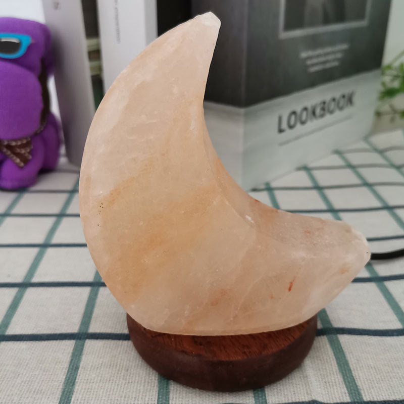 Himalayan Salt Crystal Sphere Lamp with Color Changing LED and Natural Wood Base | Kelmera