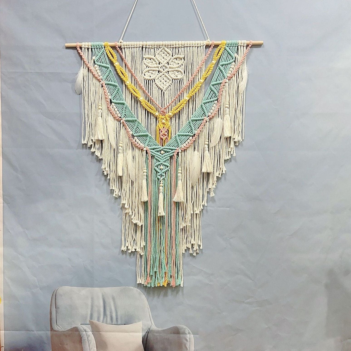 Home Decorative Macrame Wall Hanging Sky Blue | Kelmera