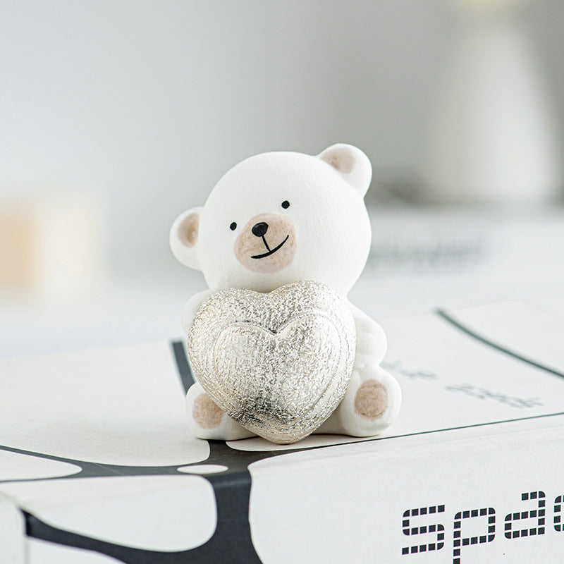 Kawaii Bear Figurine with Heart | Kelmera