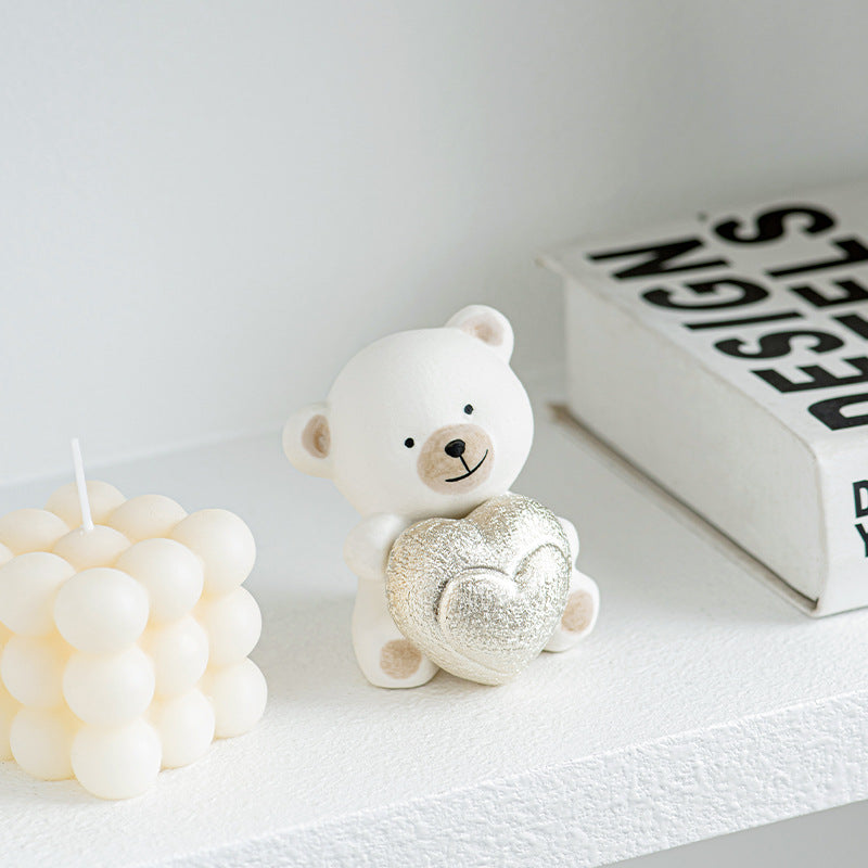 Kawaii Bear Figurine with Heart | Kelmera