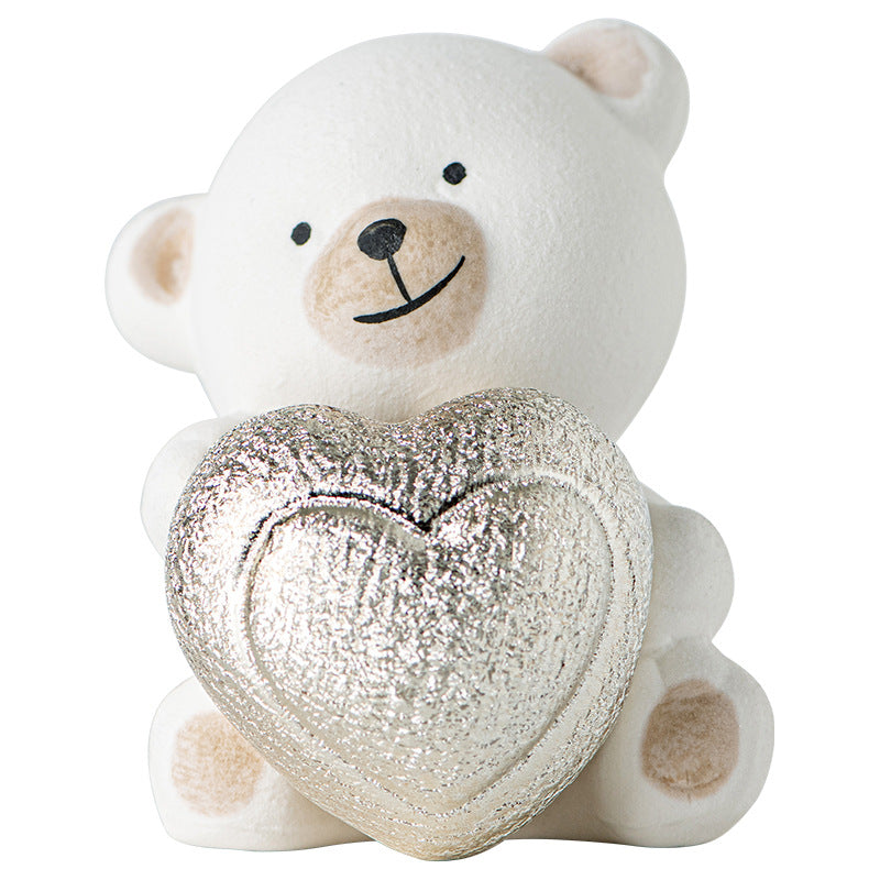 Kawaii Bear Figurine with Heart | Kelmera