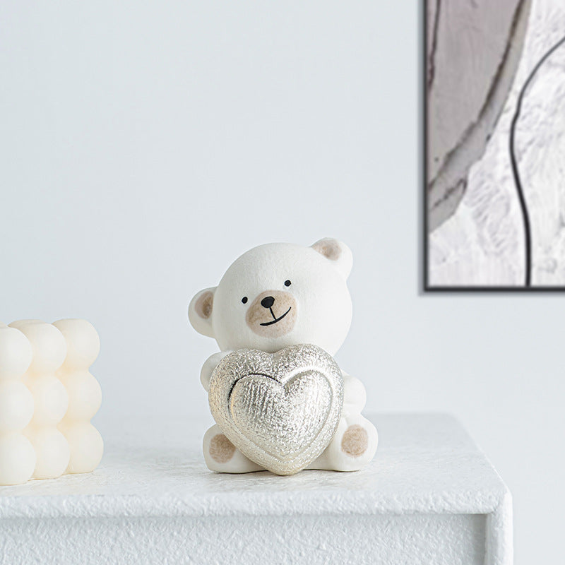 Kawaii Bear Figurine with Heart | Kelmera