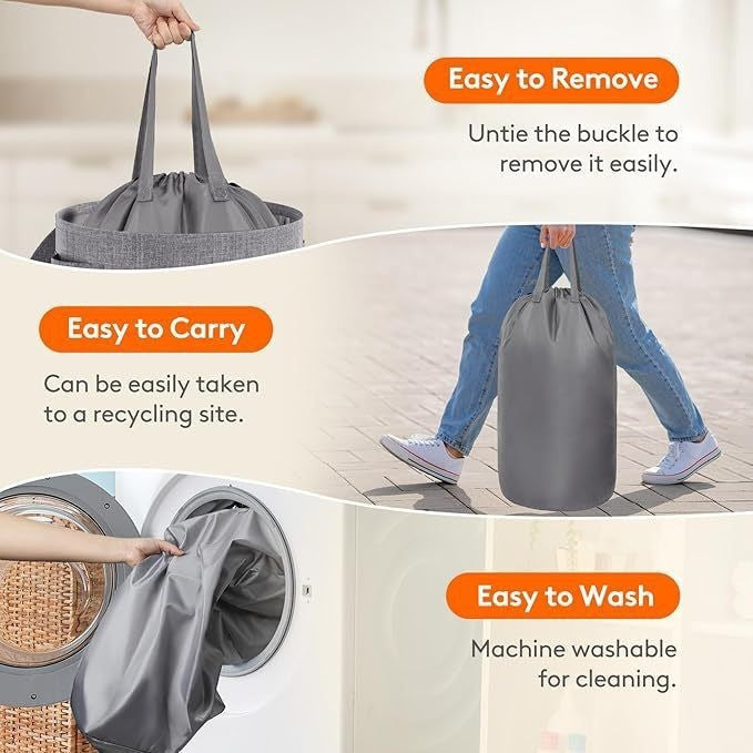 Large Laundry Basket with Removable Inner Bag | Kelmera