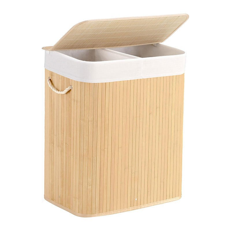 Large Laundry Basket with Two Compartments and Removable Lid | Kelmera