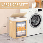 Large Laundry Basket with Two Compartments and Removable Lid | Kelmera