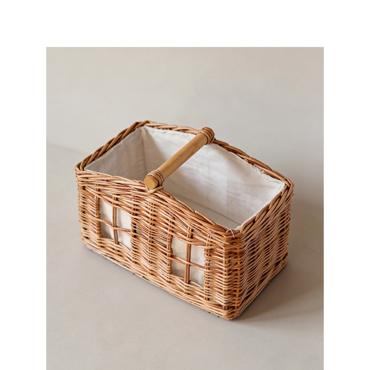 Large Storage Basket with Wooden Handle | Kelmera