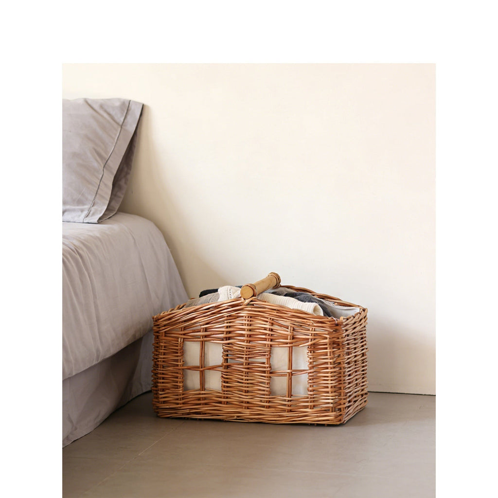 Large Storage Basket with Wooden Handle | Kelmera