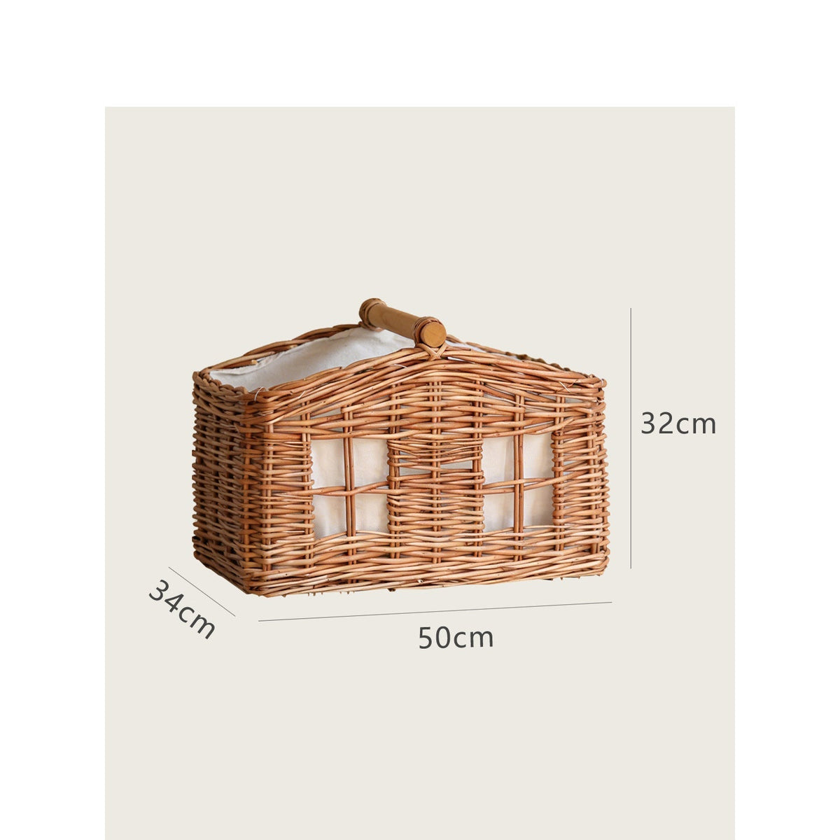 Large Storage Basket with Wooden Handle | Kelmera