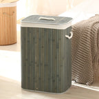 Laundry Basket made of Natural Bamboo Beige Gray | Kelmera
