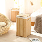 Laundry Basket made of Natural Bamboo Beige Gray | Kelmera