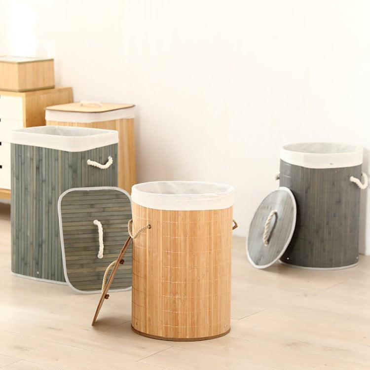 Laundry Basket made of Natural Bamboo Beige Gray | Kelmera