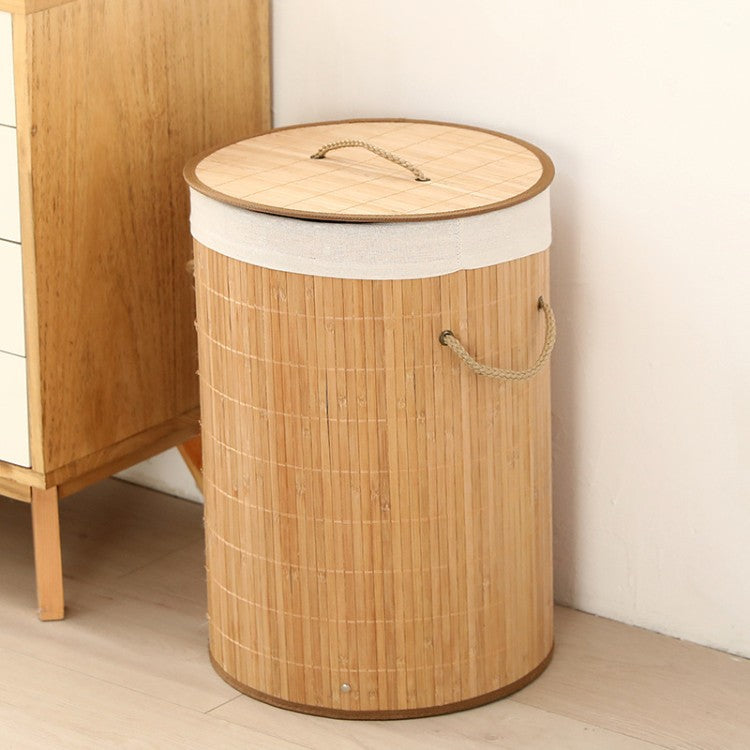 Laundry Basket made of Natural Bamboo Beige Gray | Kelmera