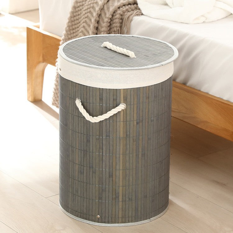 Laundry Basket made of Natural Bamboo Beige Gray | Kelmera