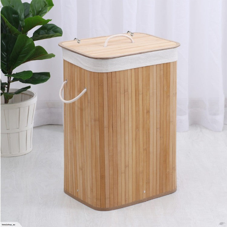 Laundry Basket made of Natural Bamboo with Removable Cover | Kelmera