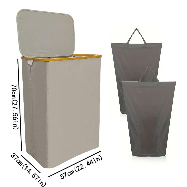 Laundry Separation System with Bamboo Lid and Multiple Compartments | Kelmera