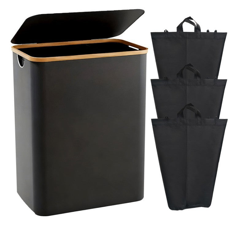 Laundry Separation System with Bamboo Lid and Multiple Compartments | Kelmera