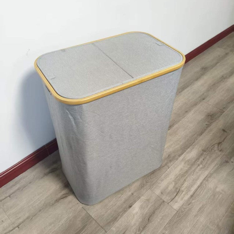 Laundry Separation System with Bamboo Lid and Multiple Compartments | Kelmera