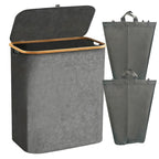 Laundry Separation System with Bamboo Lid and Multiple Compartments | Kelmera