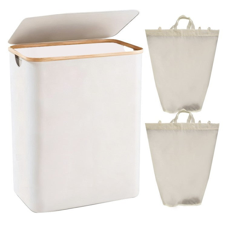 Laundry Separation System with Bamboo Lid and Multiple Compartments | Kelmera
