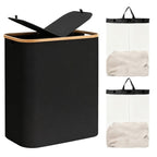 Laundry Separation System with Bamboo Lid and Multiple Compartments | Kelmera