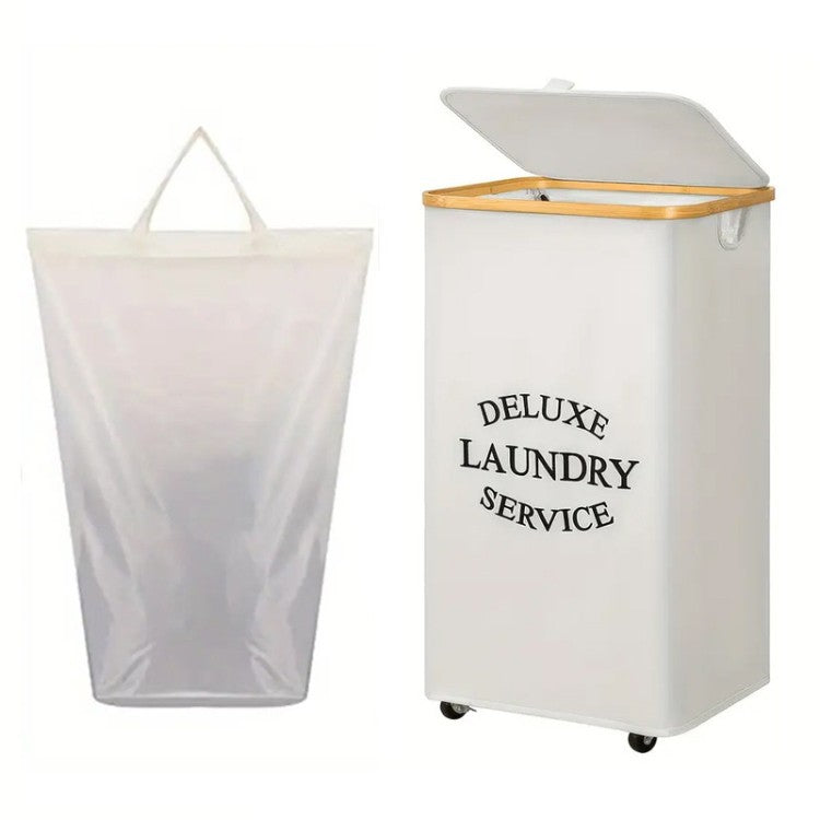 Laundry Separation System with Bamboo Lid and Multiple Compartments | Kelmera