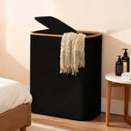 Laundry Separation System with Bamboo Lid and Multiple Compartments | Kelmera