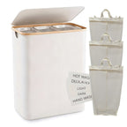 Laundry Separation System with Bamboo Lid and Multiple Compartments | Kelmera