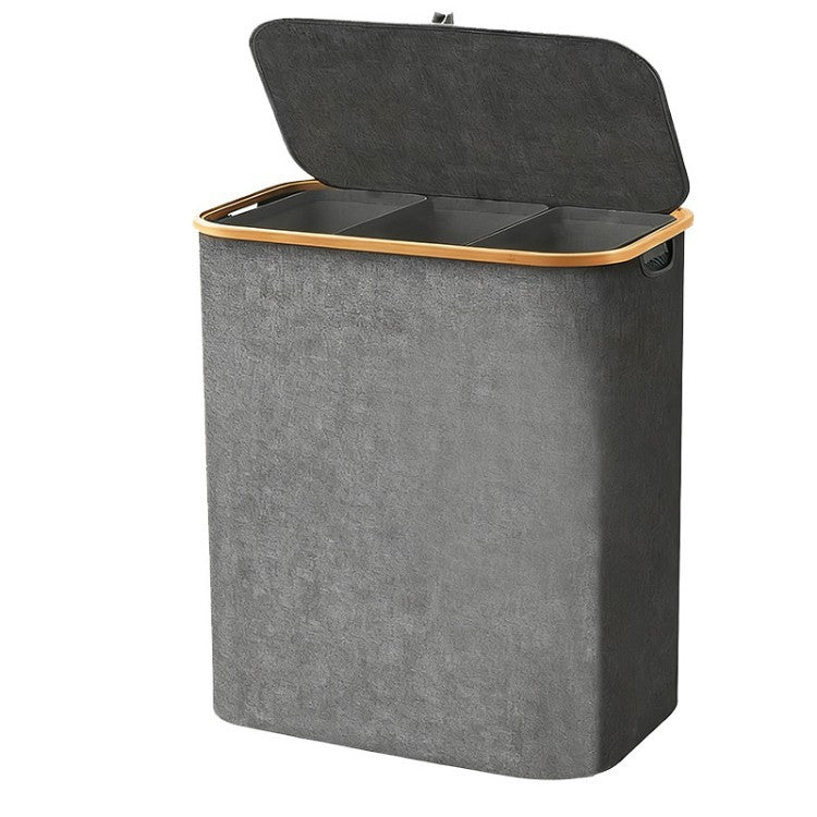 Laundry Separation System with Bamboo Lid and Multiple Compartments | Kelmera