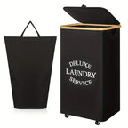 Laundry Separation System with Bamboo Lid and Multiple Compartments | Kelmera