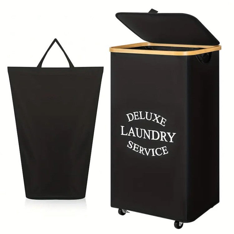 Laundry Separation System with Bamboo Lid and Multiple Compartments | Kelmera