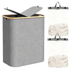 Laundry Separation System with Bamboo Lid and Multiple Compartments | Kelmera